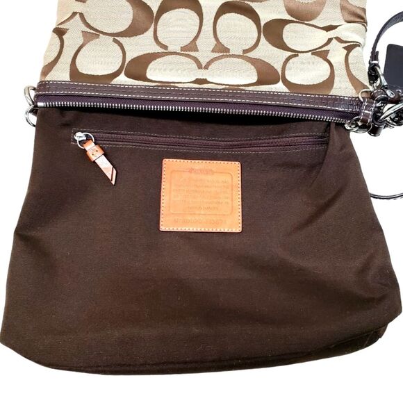 COACH Signature Stripe Monogram Print Convertible Canvas  Shoulder Crossbody Bag - Picture 7 of 11
